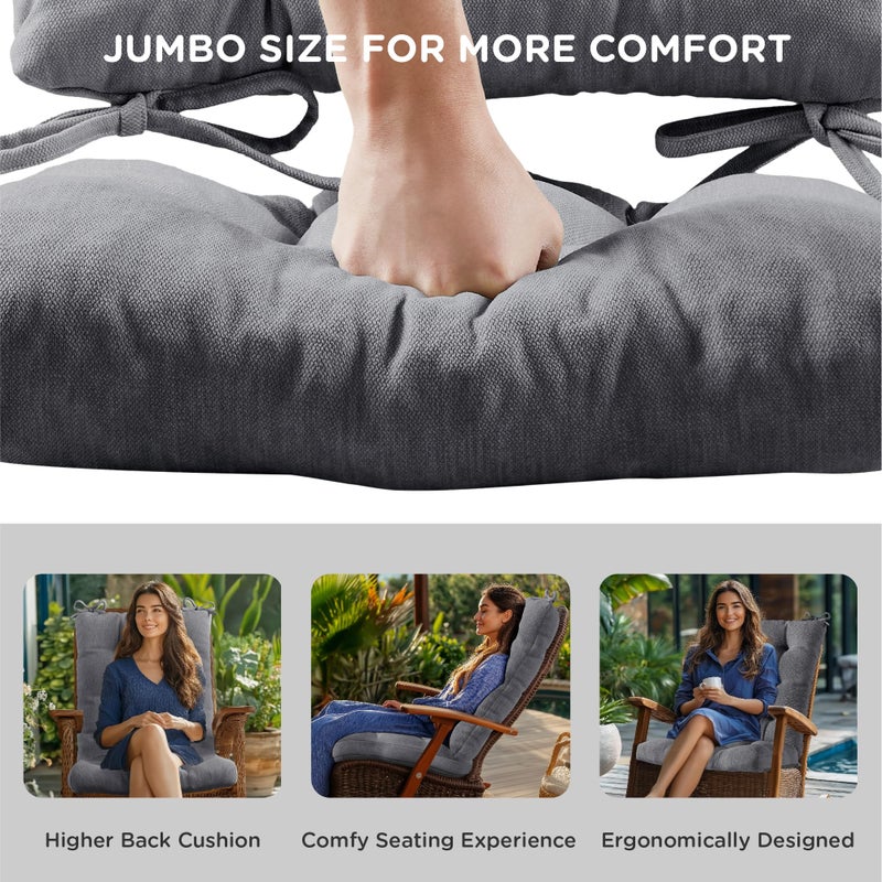 Codi Rocking Chair Cushion  Water Resistant Patio Rocker Chairs Replacement Cushions Set  Extra Large for Outdoor Porch Garden  Grey 1PK - Image 5